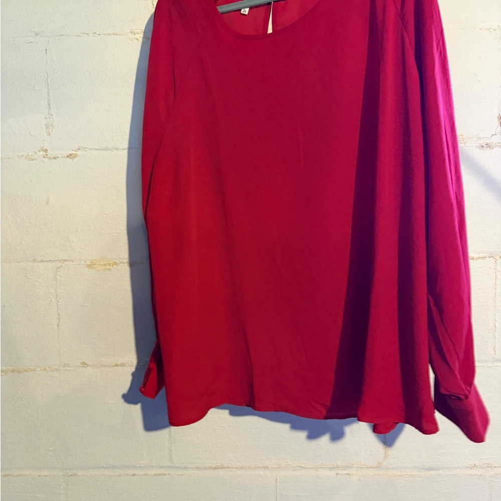 Maurices Red Long Sleeve Scoop Neck Top